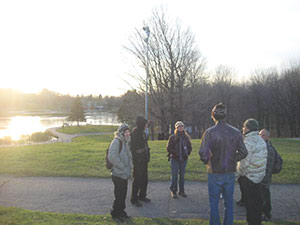 People talking together in nature